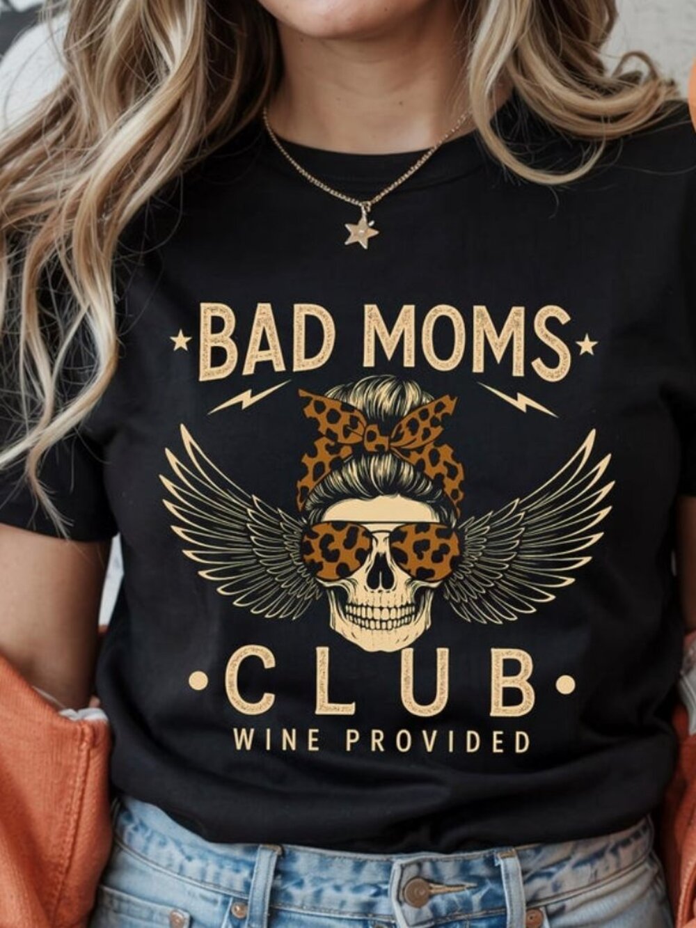 Bad Moms Club Skull T-shirt, Edgy Mom Graphic Tee
